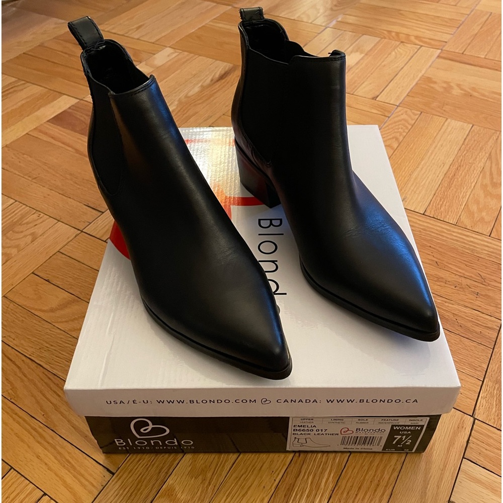 SALE!!! Blondo Emelia Black Leather Waterproof Chelsea-Style Boots -size 7.5